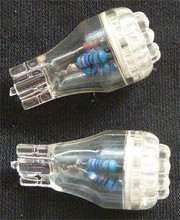 White LED T15 Wedge Base Globe with Nine LED Diodes. 24 Volt Only. Pair.