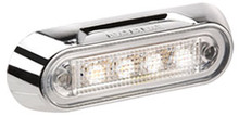 Narva White LED Marker Light, with Clear Lens and Chrome Base. Multivolt 12/24 Volt. 5 Year Warranty. ADR Approved.