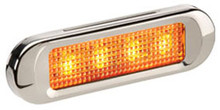 Narva Amber LED Marker Light, with Clear Lens and Stainless Steel Cover. Multivolt 12/24 Volt. 5 Year Warranty. ADR Approved. Recess Mounting Light.