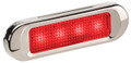 Narva Red LED Marker Light, with Clear Lens and Stainless Steel Cover. Multivolt 12/24 Volt. 5 Year Warranty. ADR Approved. Recess Mounting Light.