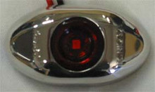 Red 2 inch Oval LED Side Marker Light, with Red Lens and Stainless Steel Surround. 12 Volt Only.