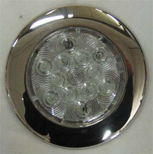 SILHO 4 inch Round White LED Light with Stainless Steel Ring. 12 Volt Only.
