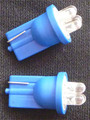 Blue LED T10 Wedge Base Globe with Four LED Diodes. 24 Volt Only. Pair.