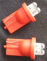 Red LED T10 Wedge Base Globe with Four LED Diodes. 24 Volt Only. Pair.