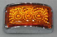 Amber LED Marker Light with Amber Lens and Chrome Base. 3 LED Diodes.Multivolt 12/24 Volt. 5 Year Warranty.