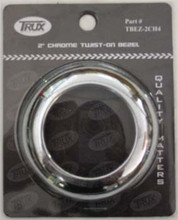Chrome 2 inch Round Twist On Light Bezel. No Visor. Suits 2 inch Round Lights. No Screws.