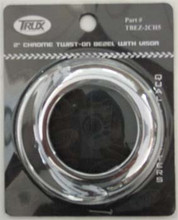 Chrome 2 inch Round Twist On Light Bezel with Visor. Suits 2 inch Round Lights. No Screws.