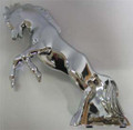 Chrome Fighting Stallion Hood Ornament.