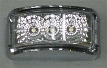 White LED Marker Light with Clear Lens and Chrome Base.3 White LED Diodes.Multivolt 12/24 Volt.5 Year Warranty.