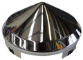 Front Pointed Hub Cap Chrome with 1 inch Lip & 6 Notches