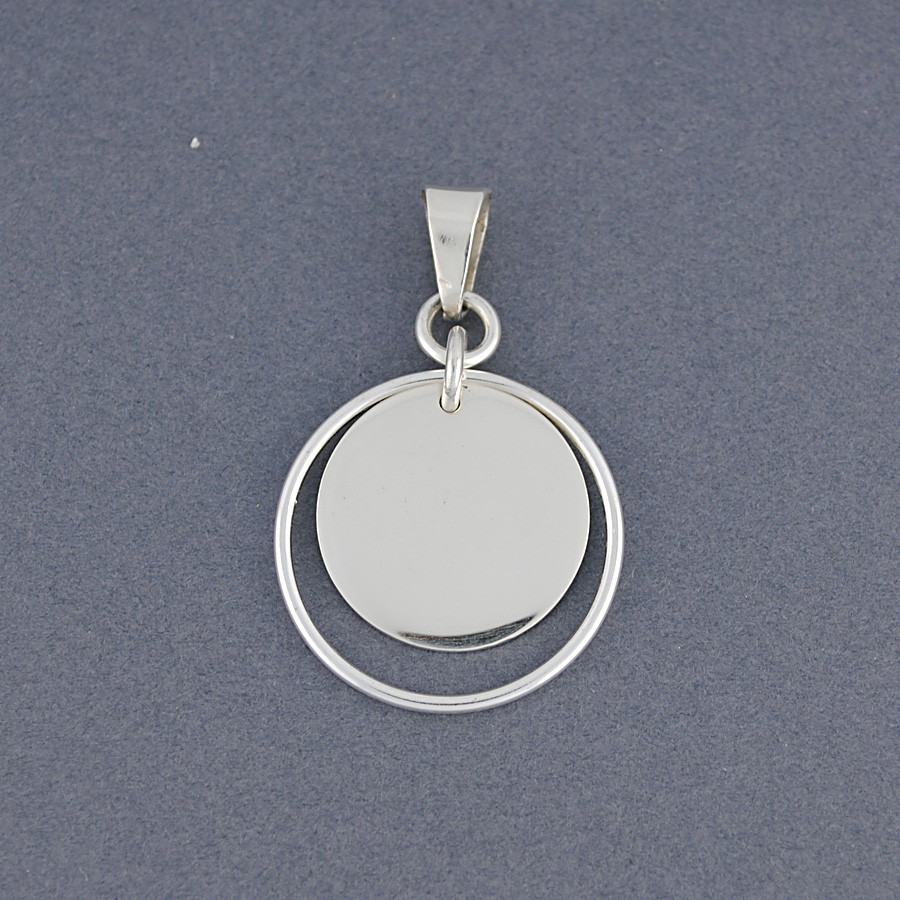 Sterling Silver Disc in Circle Pendant - Green River Silver Co.