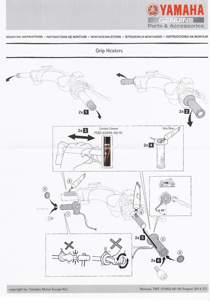 Genuine Yamaha Motorcycle Heated Grips -inc. connector ... 99 yamaha r6 wiring diagram 