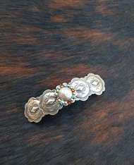 Handmade in the USA. French Back Barrette will not break, pop or snap. Western Hairclip. Southwestern Style Barrette. Swarovski Crystals. 12 Swarovski Crystal colors available.