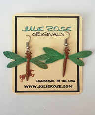 Hand Finished Verdigris Patina Dragonfly Earrings.
Lightweight
PROUDLY HANDMADE IN THE USA