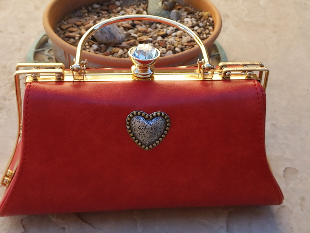 RAFE Vintage Rare Ruby Red Patent Leather Purse With Pop Out