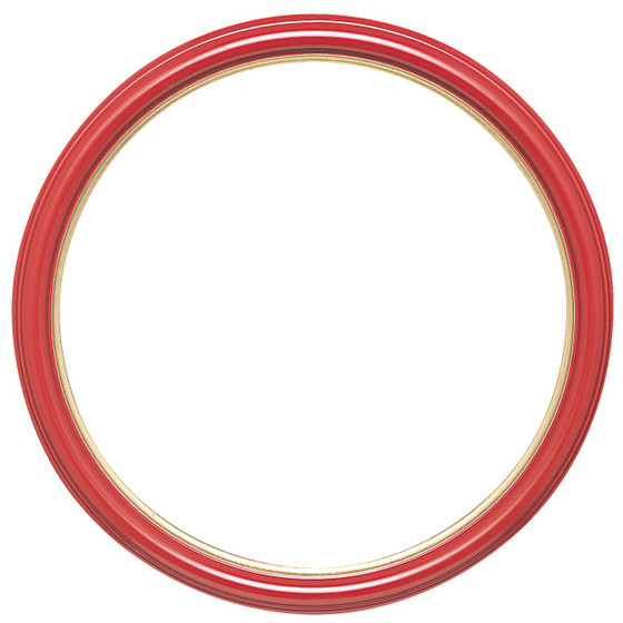 Round Frame in Holiday Red Finish with Gold Lip| Simple Red Wooden ...