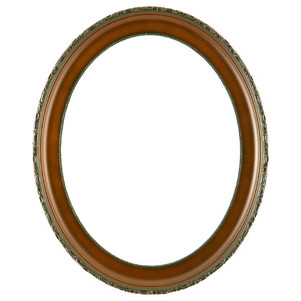 Oval Frame In Walnut Finish Dipped Profile And Outside Decoration On