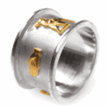 Personalized Silver Ring w / 18K Gold Symbols