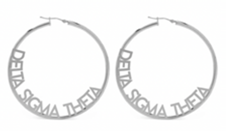 Delta Sigma Theta Sorority Hoop Earrings- Silver