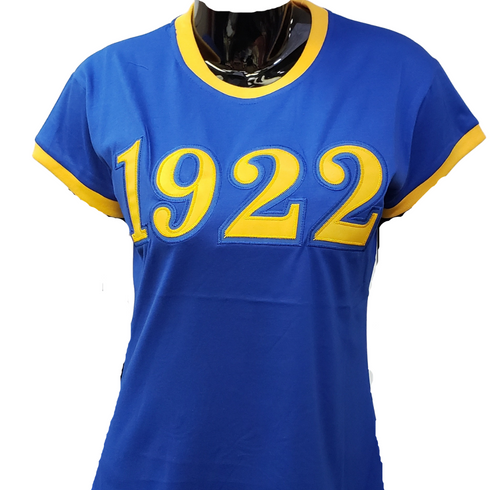 Sigma Gamma Rho Sorority Ringer T-shirt- Founding Year- Blue