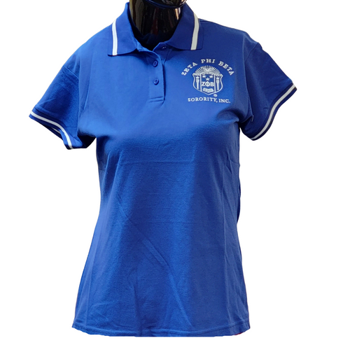 Zeta Phi Beta Sorority Polo-Blue-Cotton