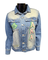 Alpha Kappa Alpha AKA Sorority Denim Jacket-Front
