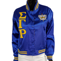Sigma Gamma Rho Sorority Satin Jacket- Blue