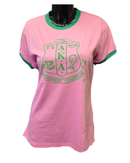 Alpha Kappa Alpha AKA Sorority Flocked Ringer Tee