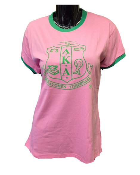Alpha Kappa Alpha AKA Sorority Flocked Ringer Tee