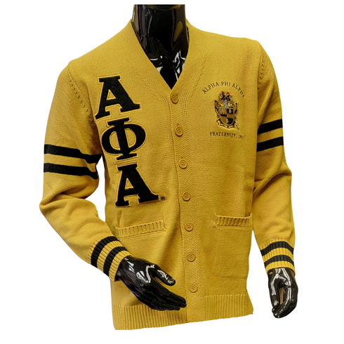 Alpha Phi Alpha Fraternity Varsity Cardigan-Gold 