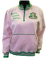 Alpha Kappa Alpha AKA Sorority Quarter Zip Sweatshirt-Pink/Green