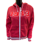 Delta Sigma Theta Sorority Zip-Up Hoodie- Red-Chenille