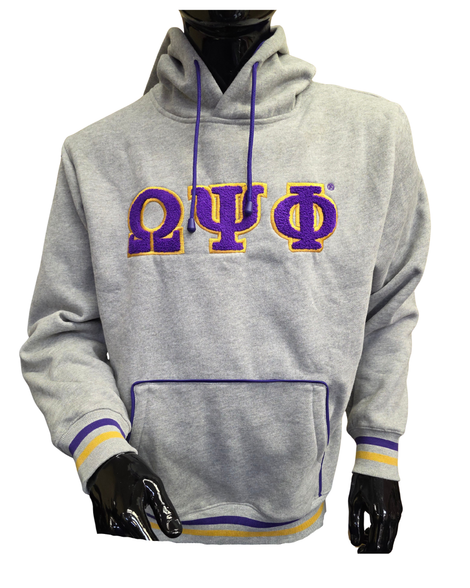 Omega Psi Phi Fraternity Chenille Hoodie-Gray