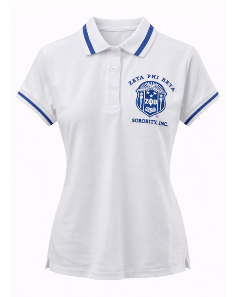 Zeta Phi Beta Sorority Polo-White-Cotton