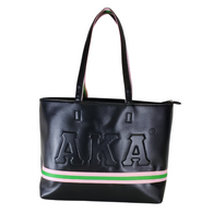 Alpha Kappa Alpha AKA Sorority Embossed Tote Bag- Black