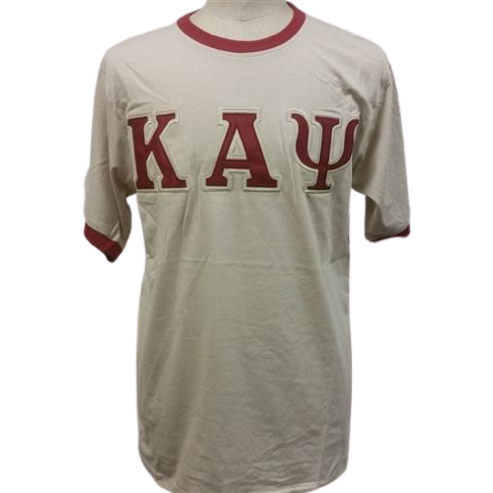 Kappa Alpha Psi Ringer T-shirt-Cream - Brothers and Sisters' Greek Store