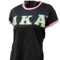 Alpha Kappa Alpha AKA Sorority Ringer T-shirt-Black