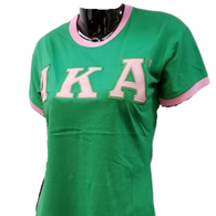 Alpha Kappa Alpha AKA Sorority Ringer T-shirt-Green