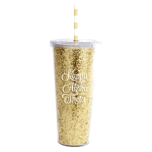Kappa Alpha Theta Sorority Glitter Tumbler-without straw 