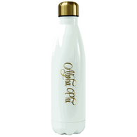 Alpha Phi Stainless Steel Water Bottle- White/Gold