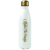 Alpha Chi Omega Stainless Steel Water Bottle- White/Gold
