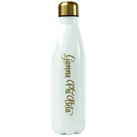 Gamma Phi Beta Stainless Steel Water Bottle- White/Gold