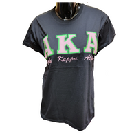 Alpha Kappa Alpha Sorority Stitched Letter T-Shirt- Black