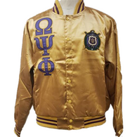 Omega Psi Phi Fraternity Satin Jacket- Gold