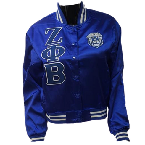 Zeta Phi Beta Sorority Satin Jacket- Blue