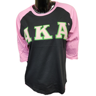 Alpha Kappa Alpha AKA Sorority Baseball Shirt-Pink/Black
