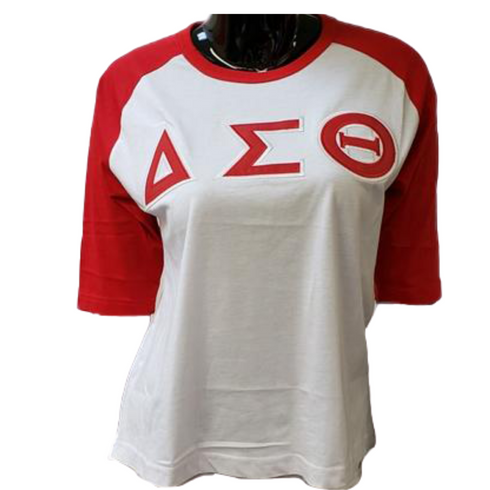 Delta Sigma Theta Sorority Baseball Shirt-White/Red