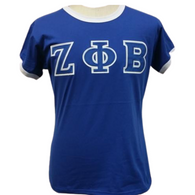 Zeta Phi Beta Sorority Ringer T-shirt-Blue
