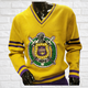 Omega Psi Phi Fraternity Chenille V-neck Varsity Sweater- Gold 