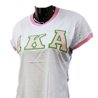 Alpha Kappa Alpha AKA Sorority Ringer T-shirt-White